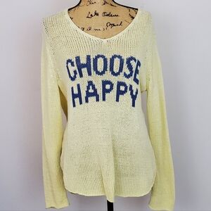 Wooden Ships Choose Happy Cotton Sweater Sz M/L